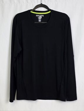adidas Black Long Sleeve Crew Performance Shirt with Neon Trim